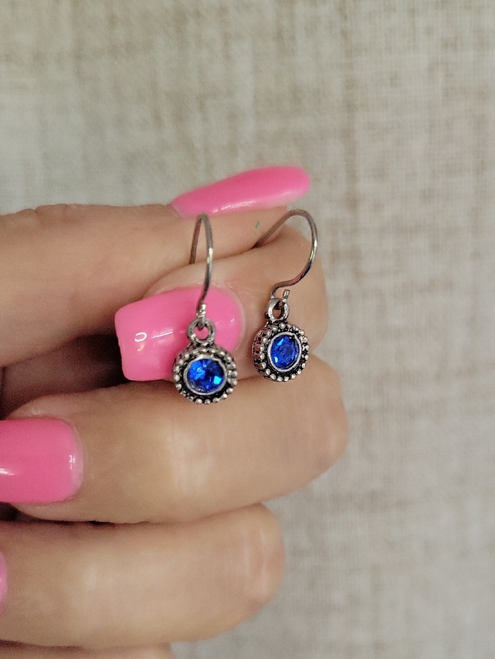 Blue Crystal Dainty Drop Earrings